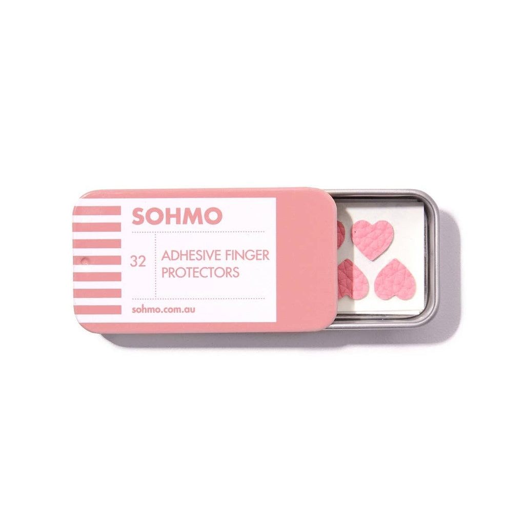 SOHMO Adhesive Finger Protectors - Heart-Shaped Thimble Pads, Pack of 32